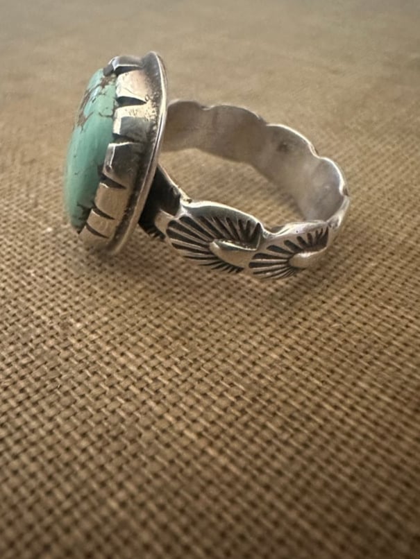 #8 Turquoise Ring Stamped Band