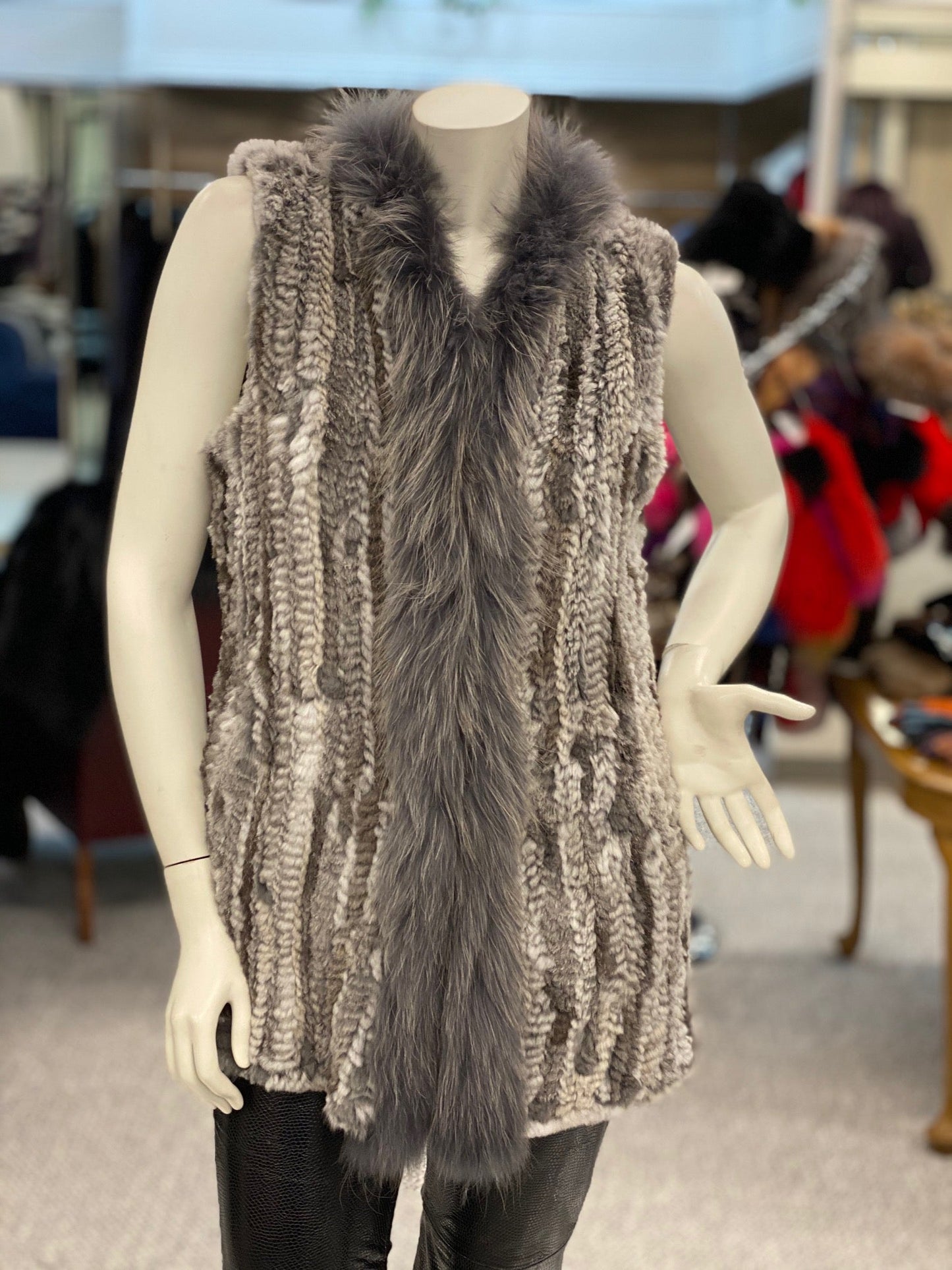 Rabbit Fur Vest in Grey