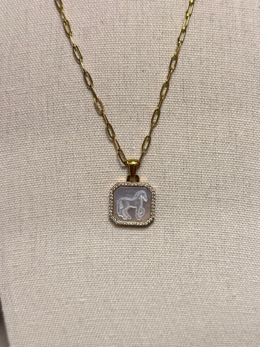 Horse of Pearl Pendant Necklace