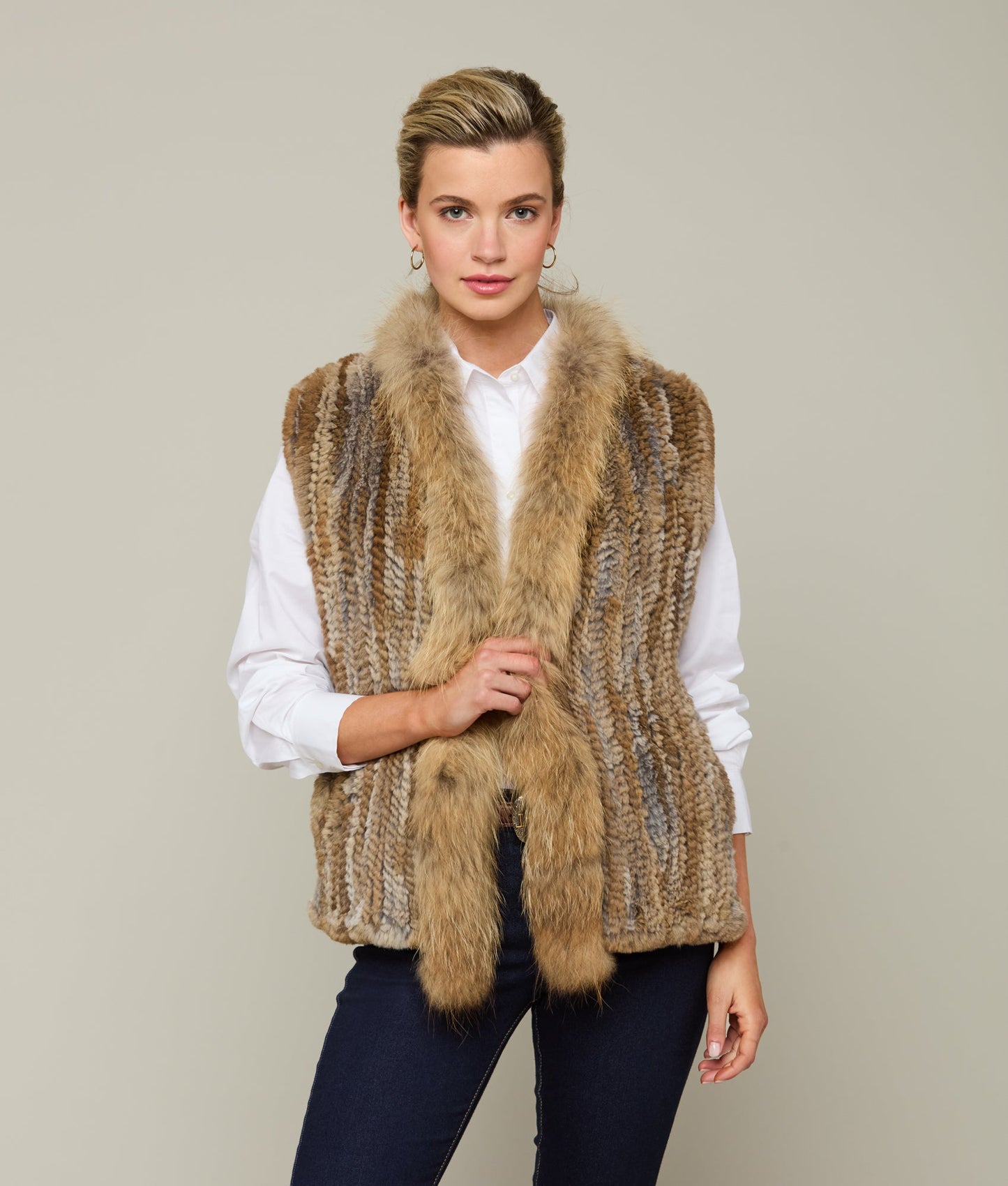 Rabbit Fur Vest in Natural