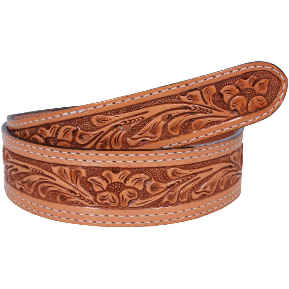 Natural Floral Tooled Belt