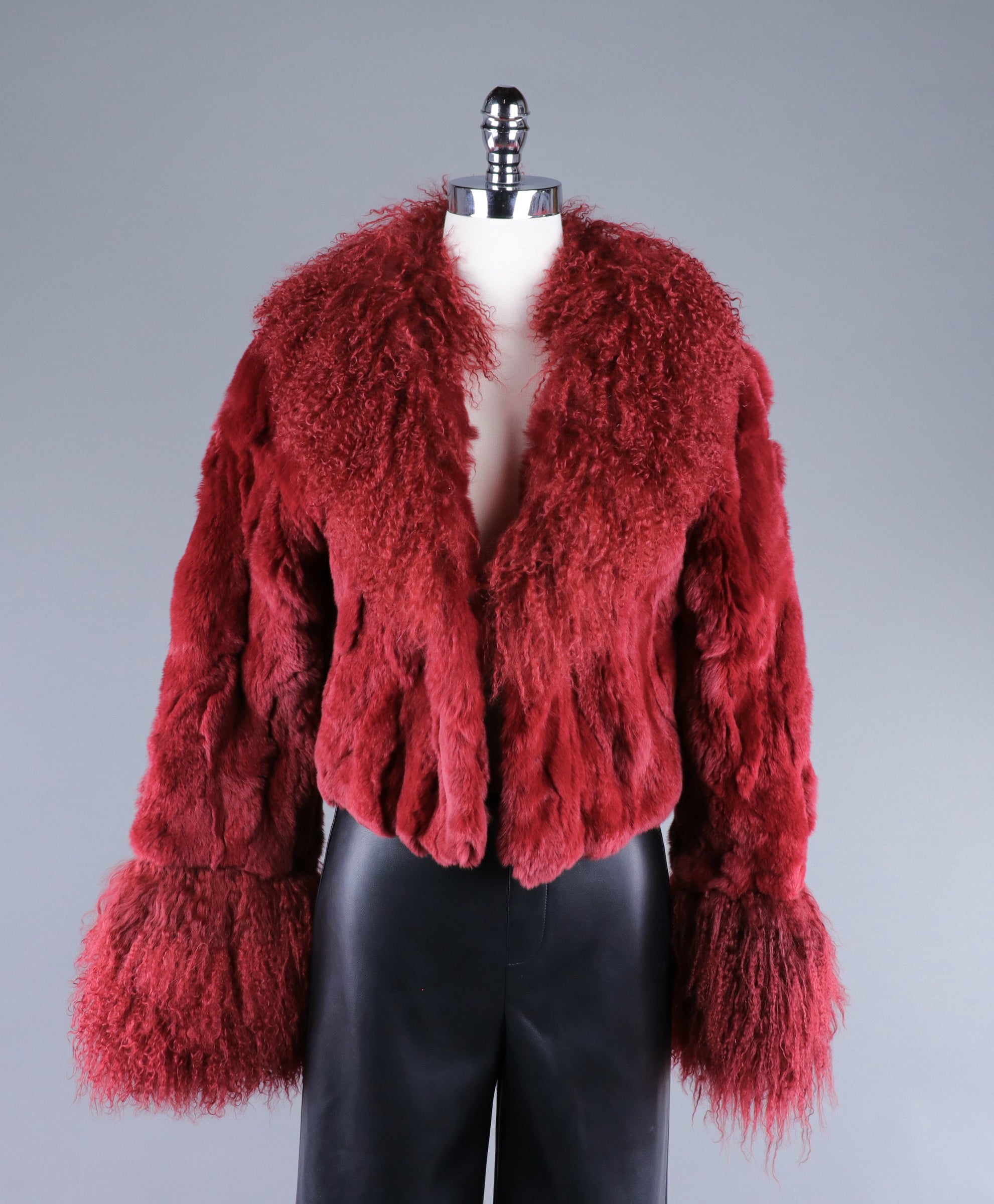 The "Cher" Cropped Fur Jacket Merlot