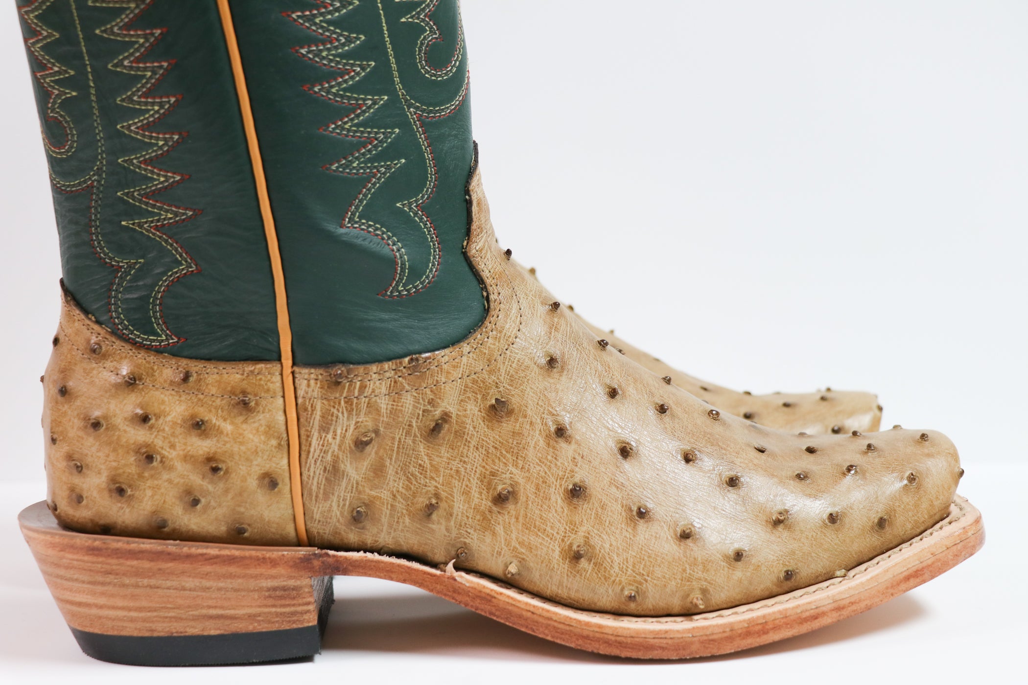 Antique Saddle Ostrich Cutter Toe Boot