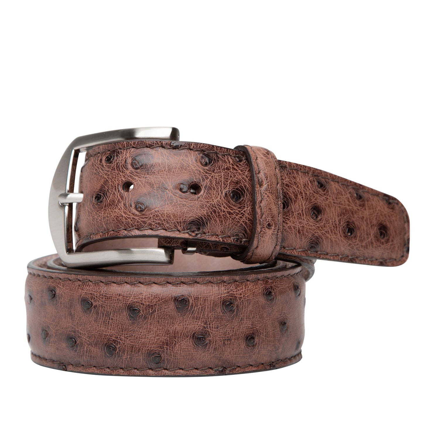 Genuine Ostrich Belt 40mm in Tobacco