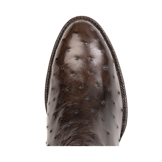 The Haven Round Toe Ostrich Boot in Chocolate