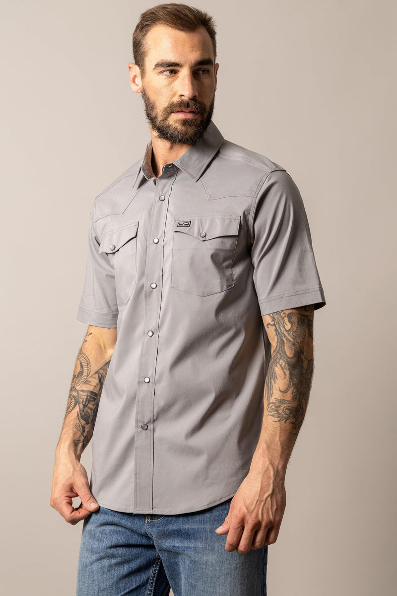 Rio Short Sleeve Dress Shirt in Grey