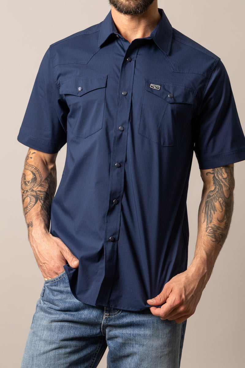 Rio Short Sleeve Dress Shirt in Navy