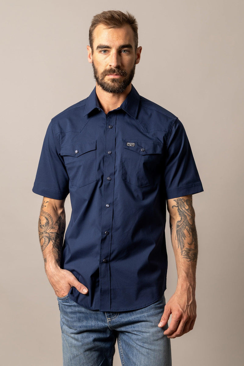 Rio Short Sleeve Dress Shirt in Navy