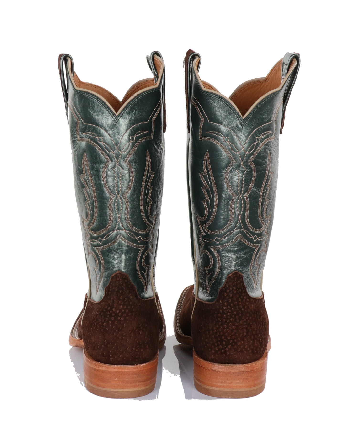 R9029 Cafe Carpincho & Green Luster Boots