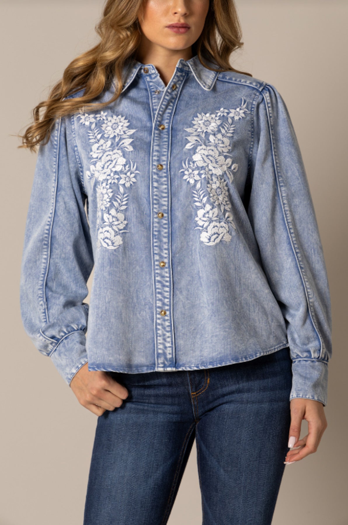 Mae Embroidered Denim Shirt