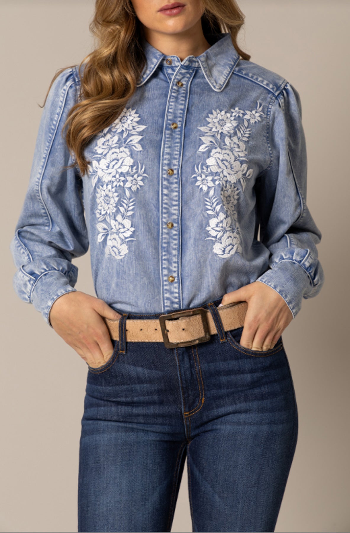 Mae Embroidered Denim Shirt