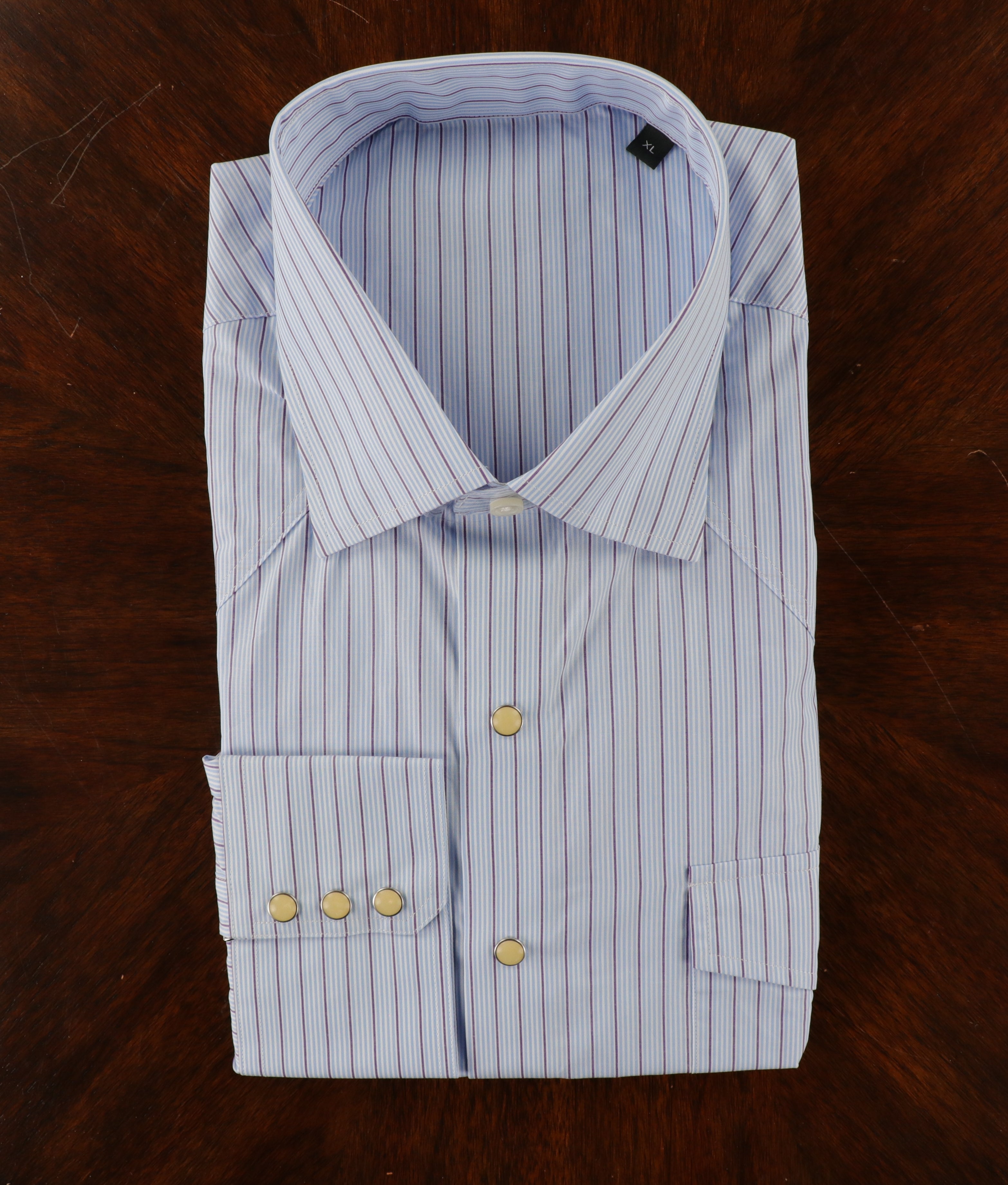 Palomino Pearl Snap - Blue & Purple Dress Stripe