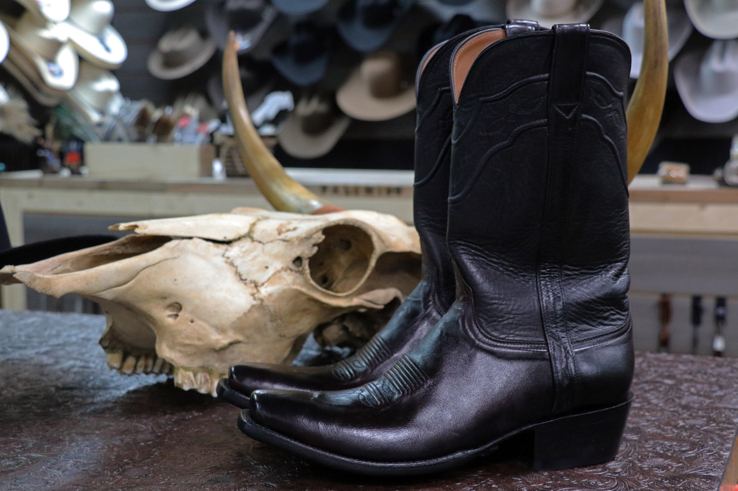 1170 Florence Buffalo Cutter Toe Boot in Black Cherry