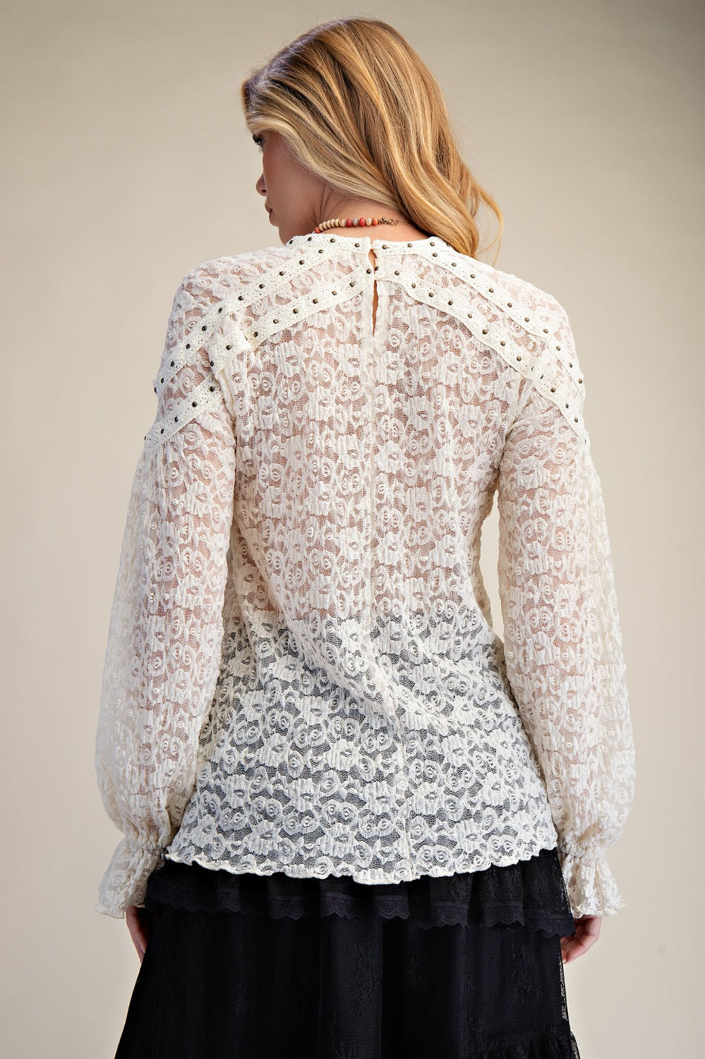 LS Stud Detailed Lace Top