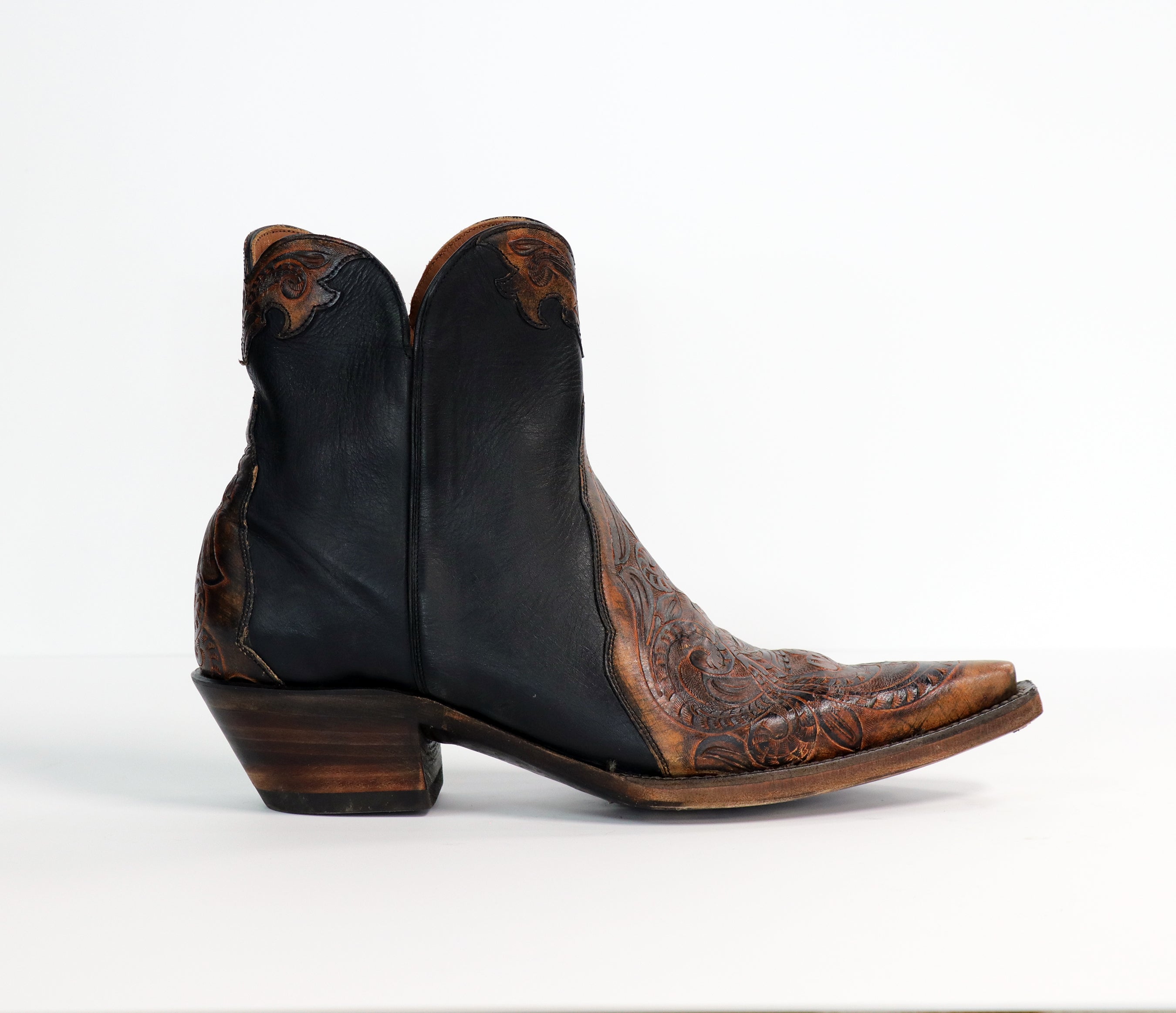 HTP-228 Hand Tooled Vamp Shorty Zipper Boots