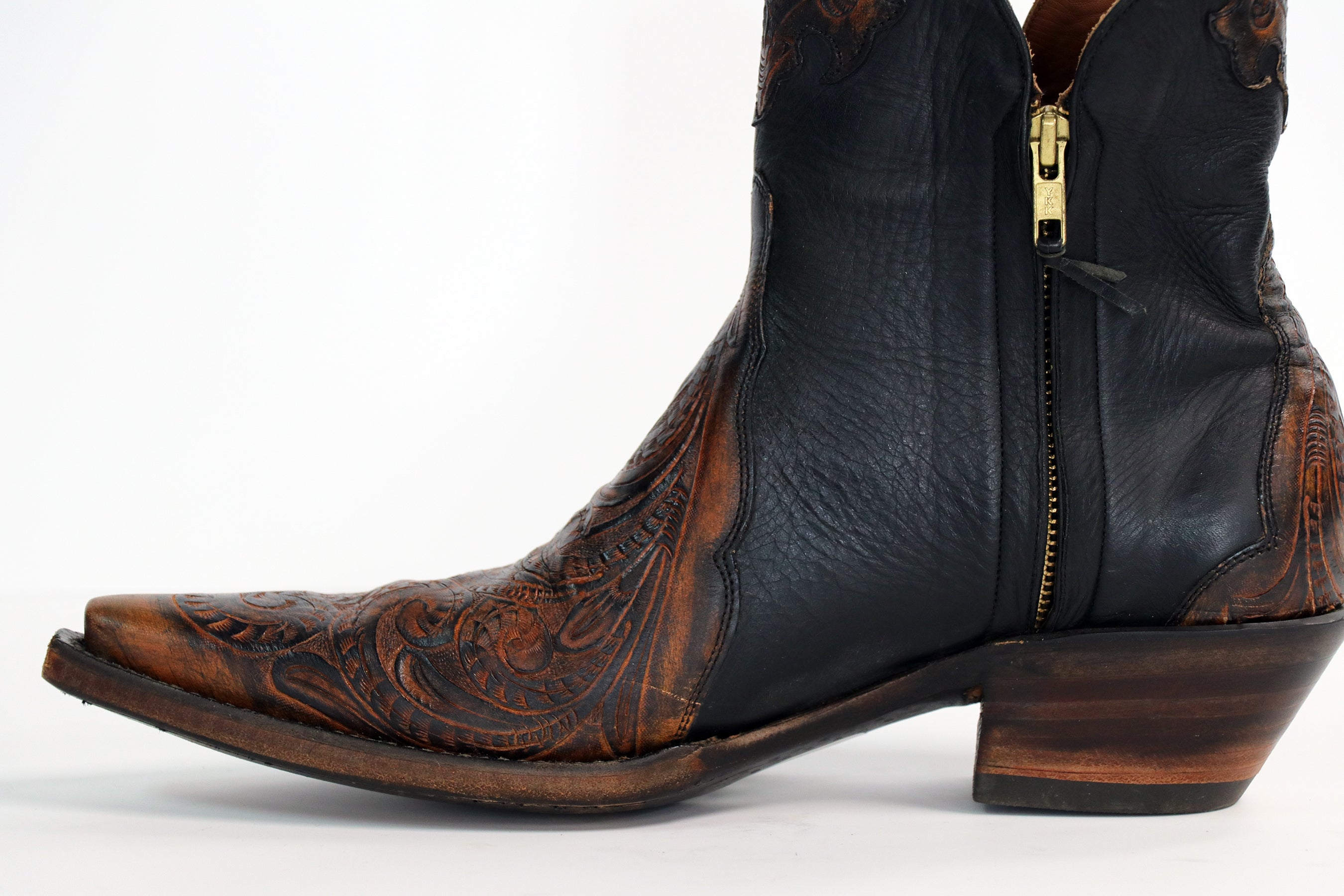 HTP-228 Hand Tooled Vamp Shorty Zipper Boots