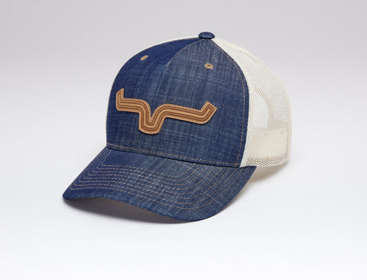 Roped Leather Patch Hat in Denim