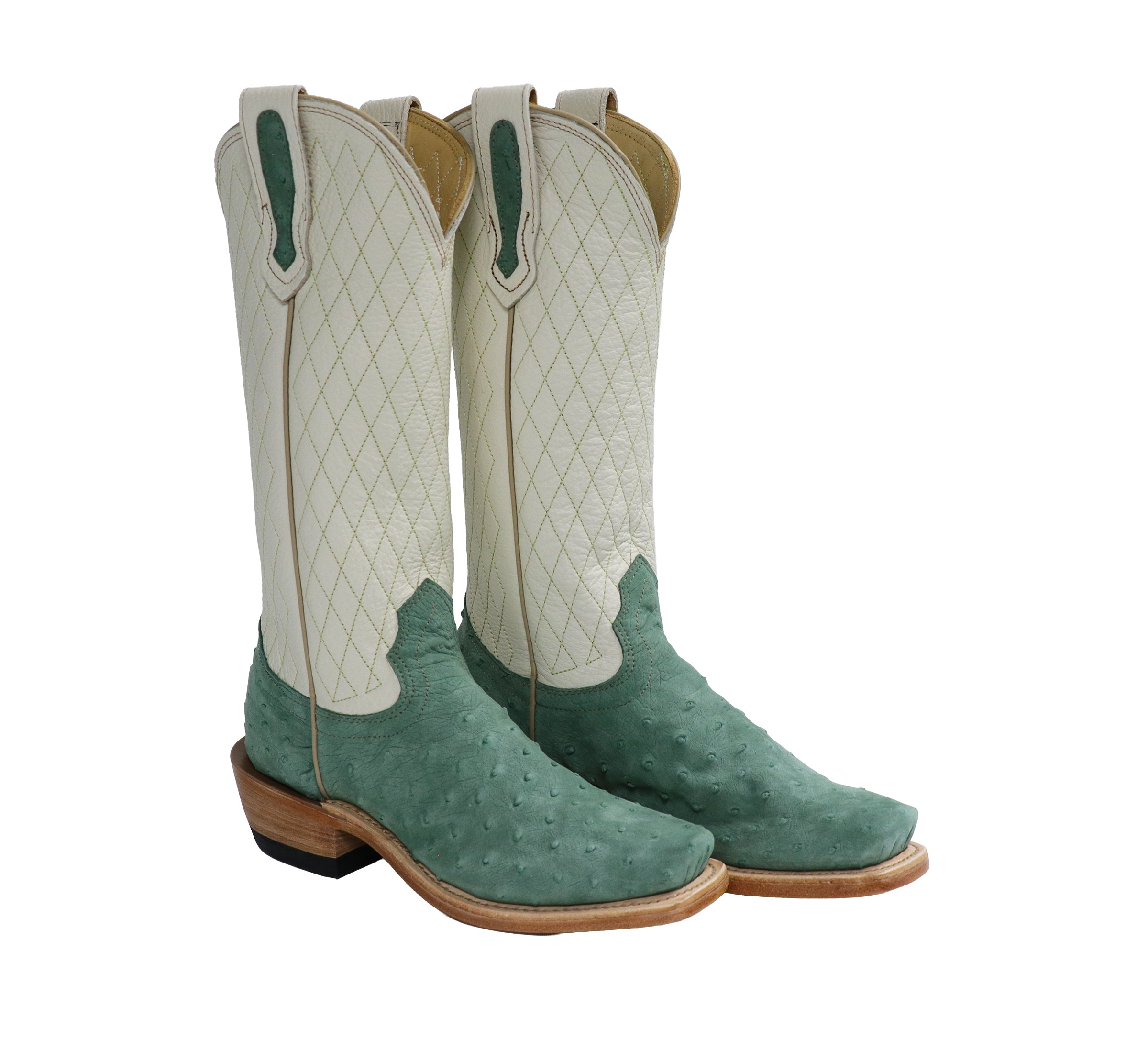 Seaglass Sueded Ostrich Cowgirl Boots