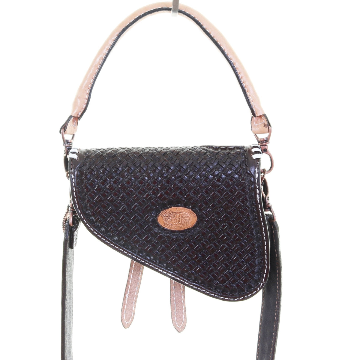 Natural Floral Saddle Purse