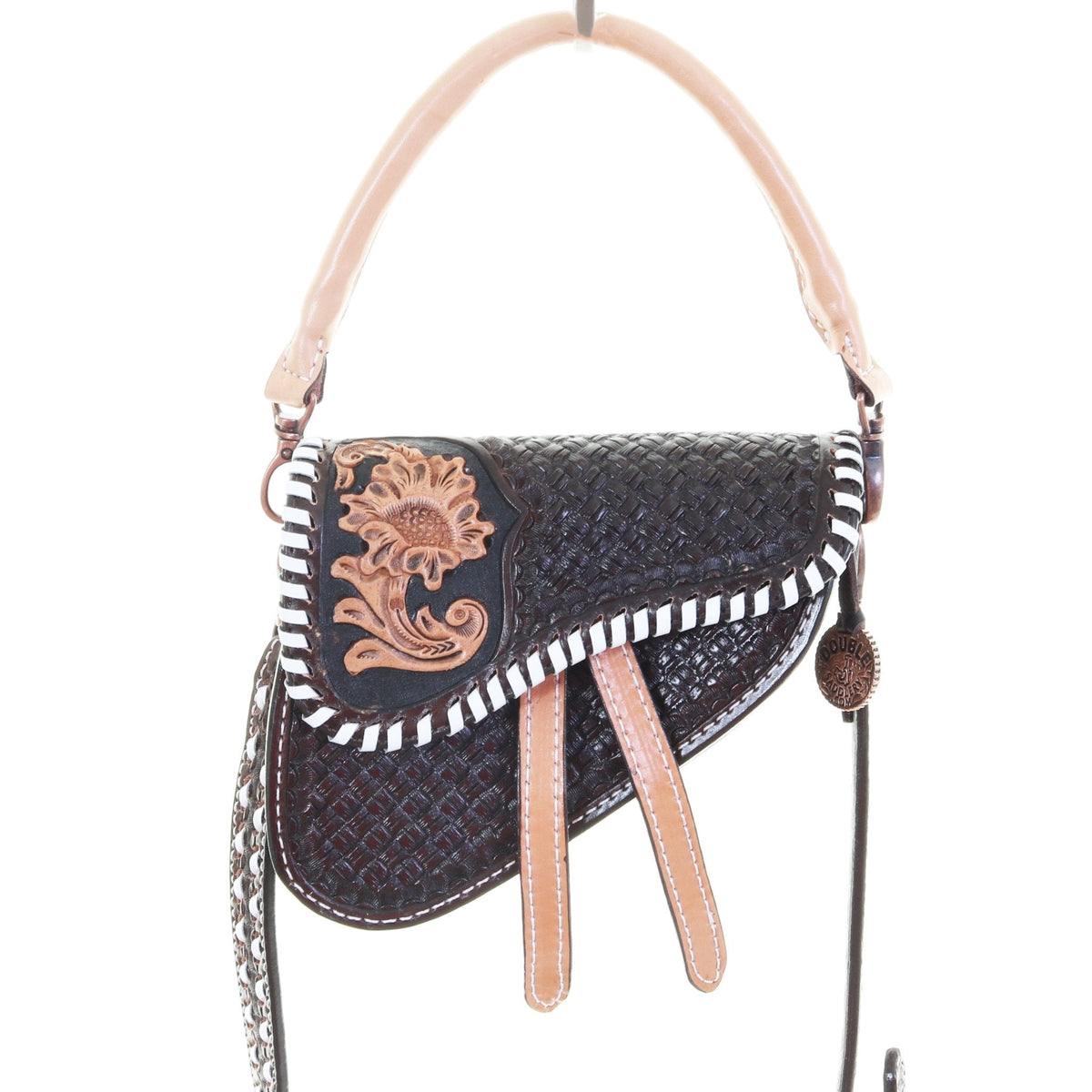 Natural Floral Saddle Purse