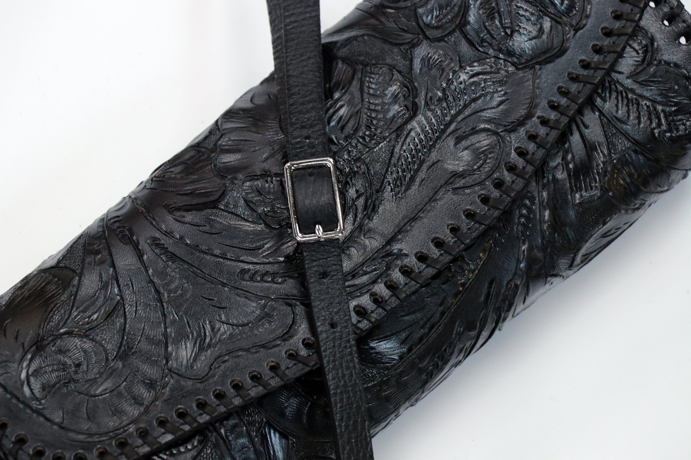 Hand Tooled Clutch in Black